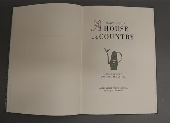 Logue, Mary - A House in the Country, one of 250, qto, quarter cloth, 4 coloured plates by Gaylord Schanilea,